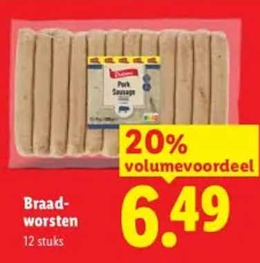 Braadworsten 12 stuks 20% volumevoordeel