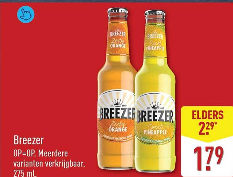 Breezer OP=OP. Meerdere varianten verkrijgbaar. 275 ml.