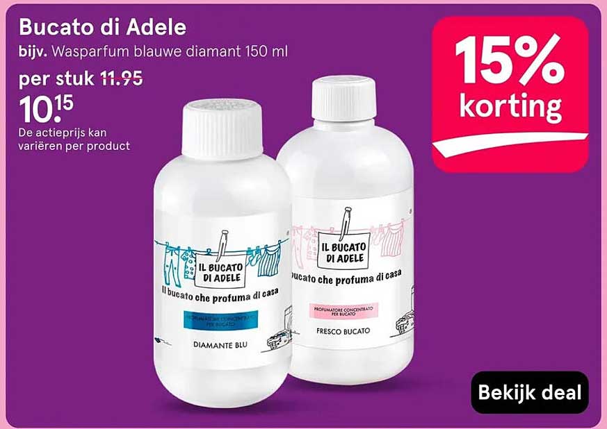 Bucato di Adele bijv. Wasparfum blauwe diamant 150 ml 15% korting