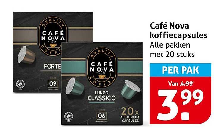 Café Nova koffiecapsules Alle pakken met 20 stuks PER PAK