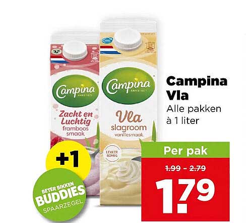 Campina Vla Alle pakken à 1 liter Per pak +1
