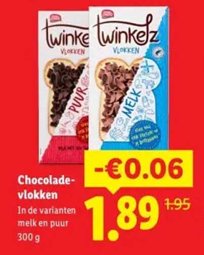 Chocoladevlokken in de varianten melk en puur 300 g