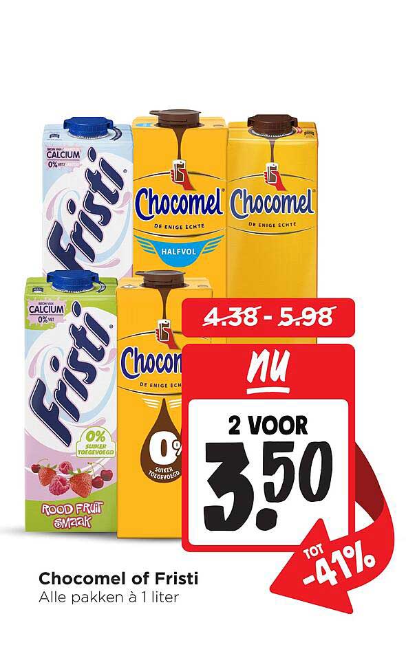 Chocomel of Fristi Alle pakken à 1 liter