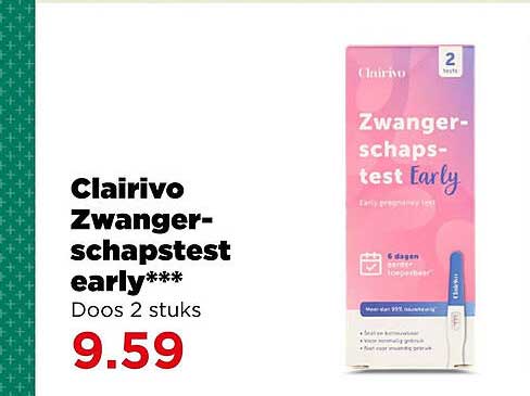 Clairivo Zwangerschapstest early*** Doos 2 stuks