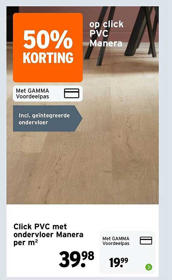 Click PVC met ondervloer Manera per m²