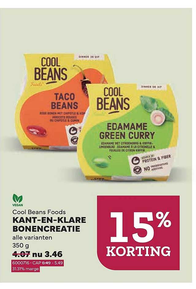 Cool Beans Foods KANT-EN-KLARE BONENCREATIE alle varianten 350 g 15% KORTING