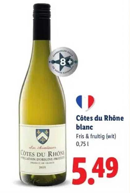 Côtes du Rhône blanc Fris & fruitig (wit) 0,75 l
