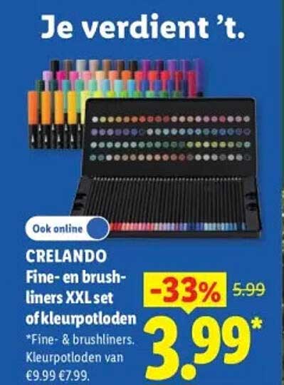 CRELANDO Fine- en brush-liners XXLset of kleurpotloden