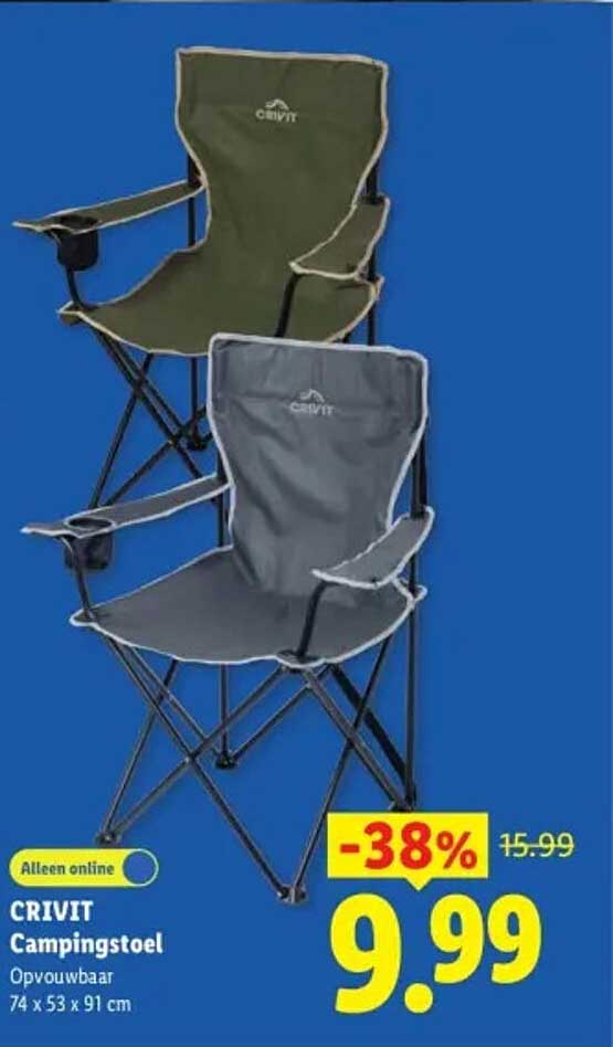 CRIVIT Campingstoel Opvouwbaar 74 x 53 x 91 cm -38%