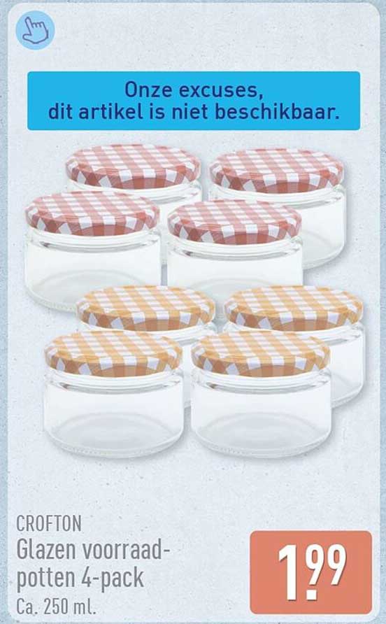 Crofton glazen voorraadpotten 4-pack Ca. 250 ml.