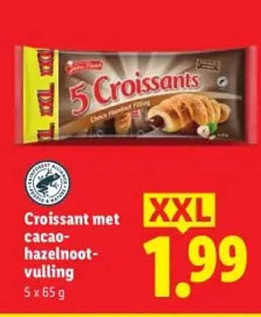 Croissant met cacao-hazelnoot-vulling