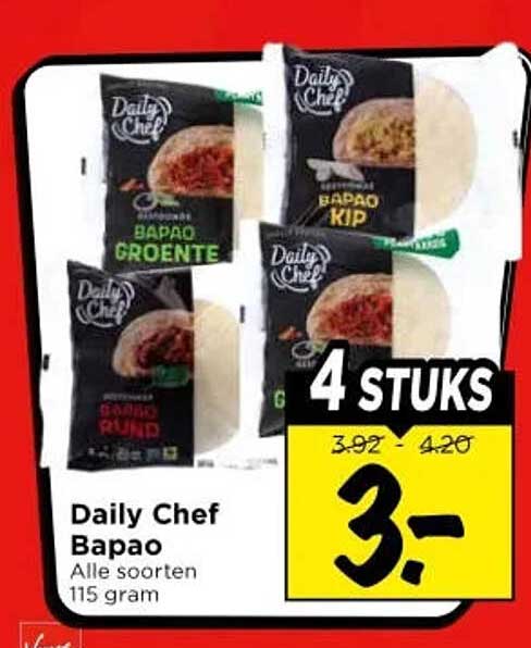 Daily Chef Bapao Alle soorten 115 gram 4 STUKS