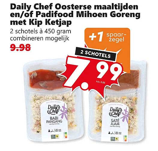 Daily Chef Oosterse maaltijden en/of Padifood Mihoen Goreng met Kip Ketjap 2 schotels