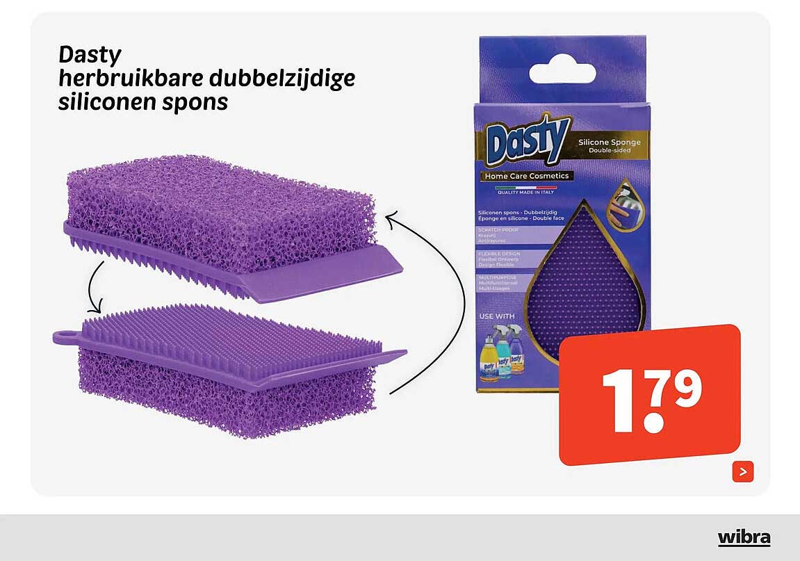 Dasty herbruikbare dubbelzijdige siliconen spons
