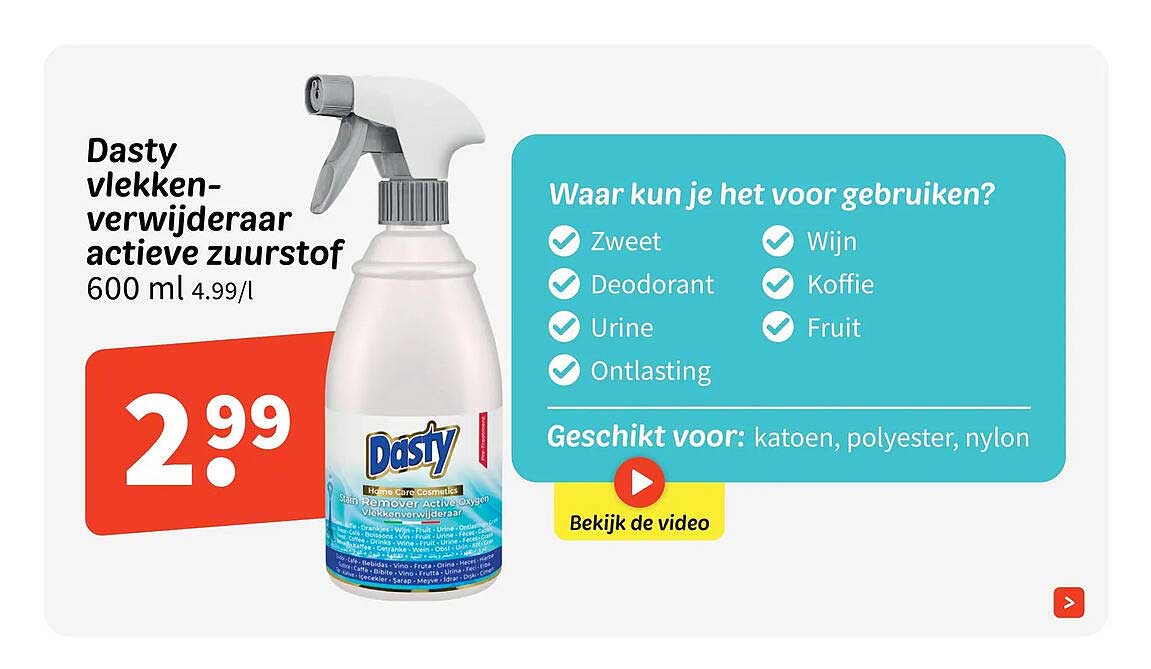 Dasty vlekken-verwijderaar actieve zuurstof 600 ml