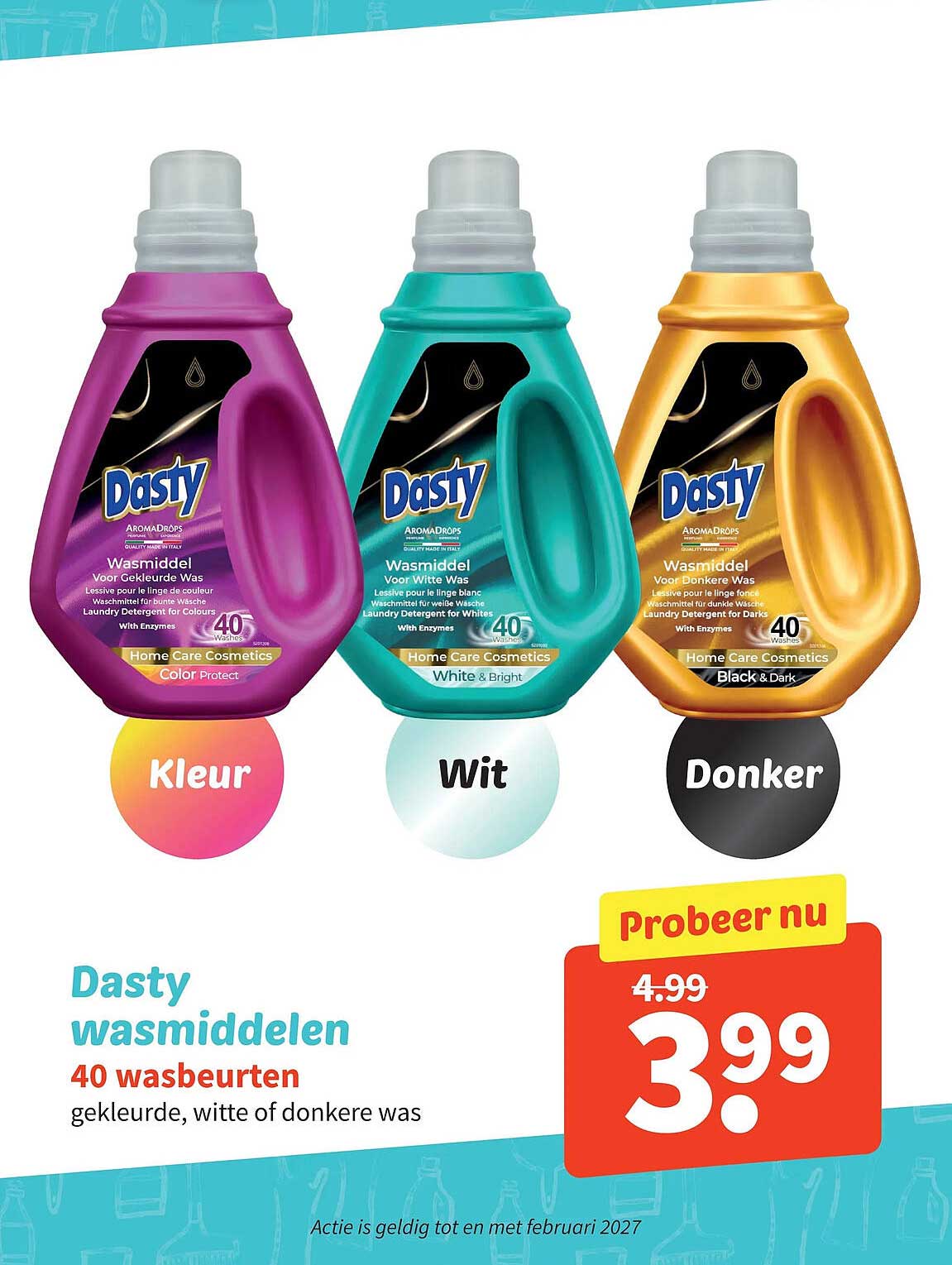 Dasty wasmiddelen 40 wasbeurten gekleurde, witte of donkere was