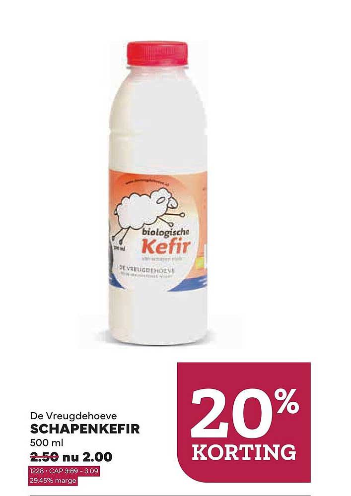 De Vreugdehoeve SCHAPENKEFIR 500 ml 20% KORTING