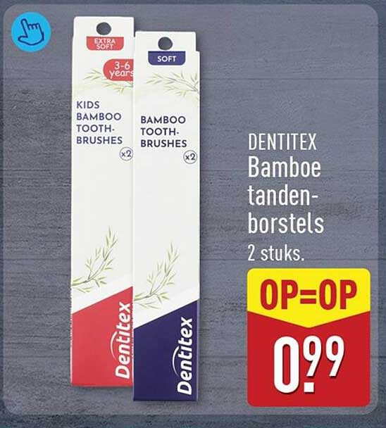 DENITEX Bamboe tandenborstels 2 stuks OP=OP