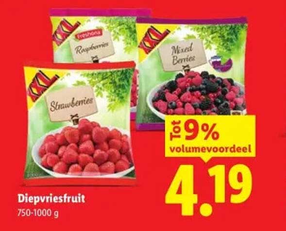 Diepvriesfruit Tot 9% volumevoordeel