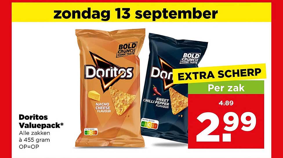 Doritos Valuepack* Alle zakken à 455 gram OP=OP EXTRA SCHERP