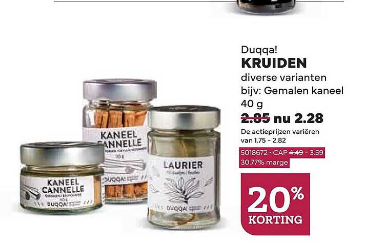 Duqqa! kruiden diverse varianten bijv: Gemalen kaneel 40 g