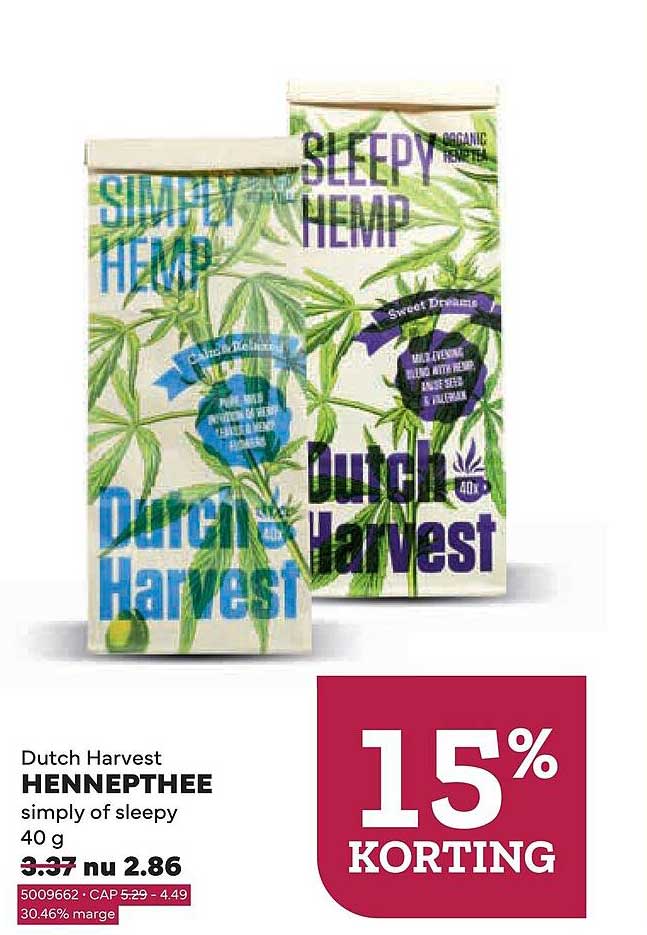Dutch Harvest HENNEPTHÉ simply of sleepy 40 g 15% KORTING