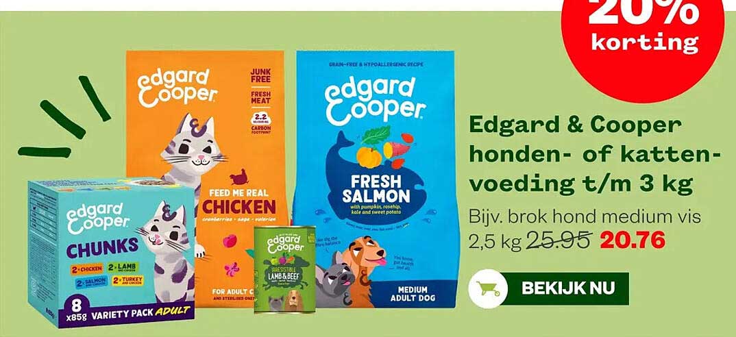 Edgard & Cooper honden- of katten-voeding t/m 3 kg