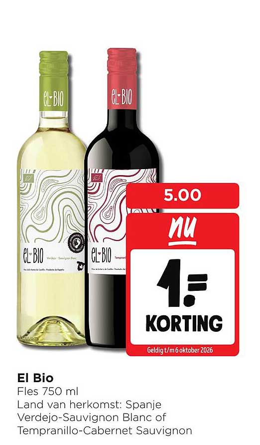 El Bio Fles 750 ml 1= KORTING