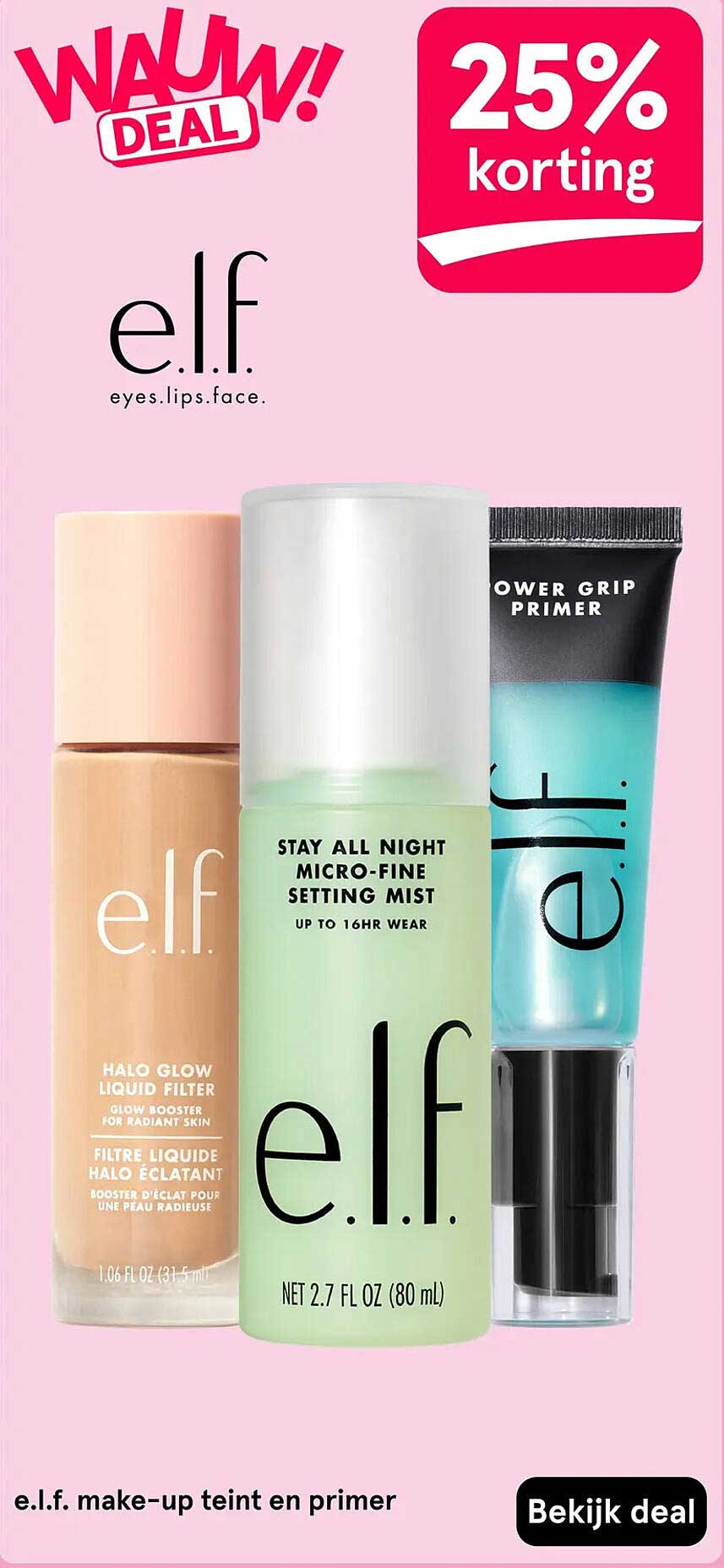 e.l.f. make-up teint en primer 25% korting