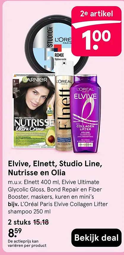 Elvive, Elnett, Studio Line, Nutrisse en Olia 2e artikel 1.00