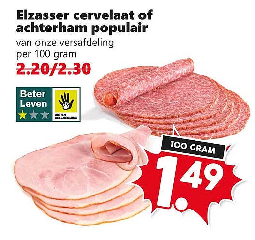 Elzasser cervelaat of achterham populair