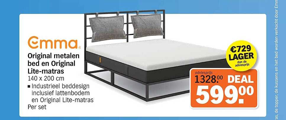 Emma Original metalen bed en Original Lite-matras 140 x 200 cm