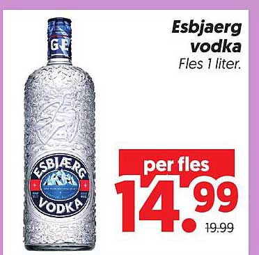 Esbjaerg vodka Fles 1 liter.