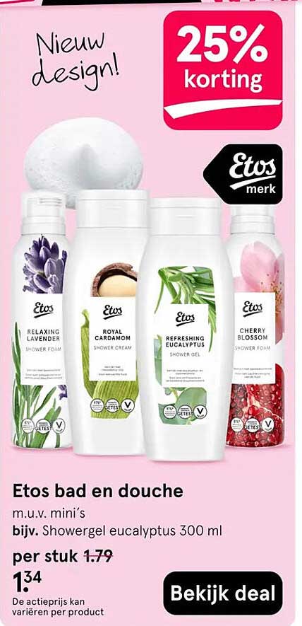 Etos bad en douche 25% korting