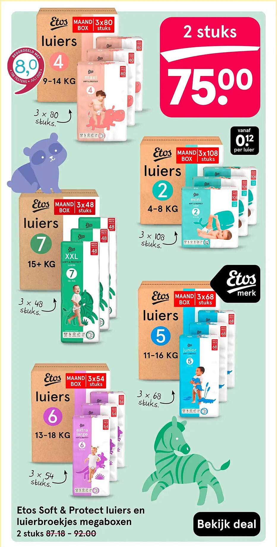 Etos Soft & Protect luiers en luierbroekjes megaboxen 2 stuks