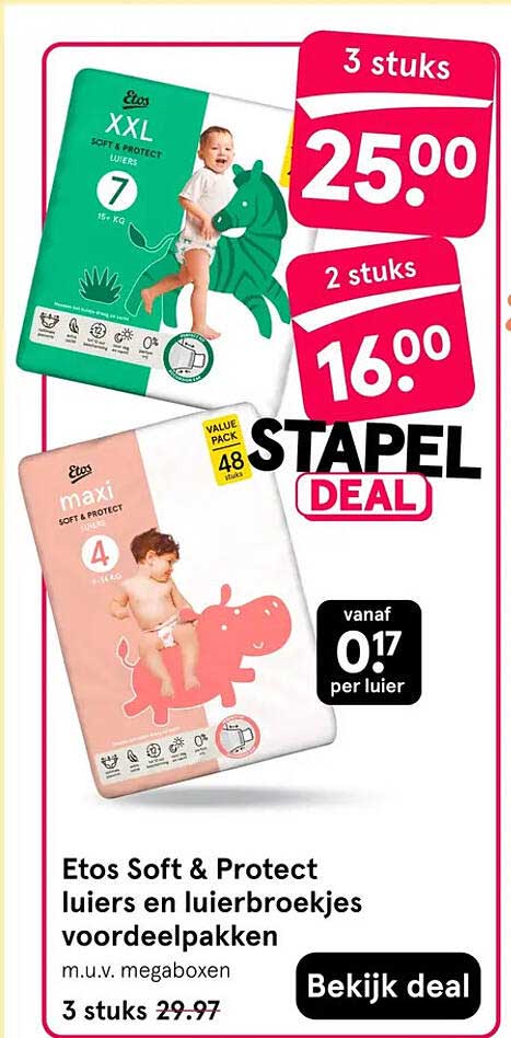 Etos Soft & Protect luiers en luierbroekjes voordeelpakken