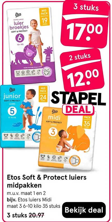 Etos Soft & Protect luiers midpakken STAPEL DEAL