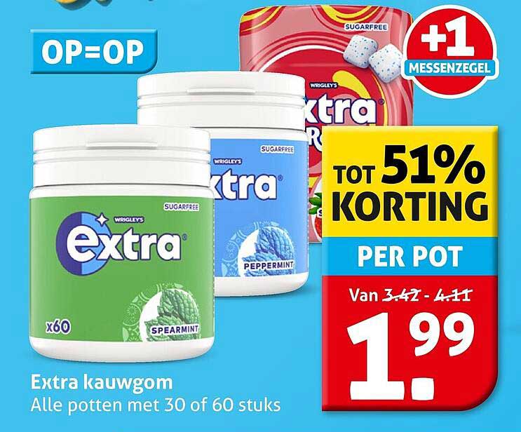 Extra kauwgom Alle potten met 30 of 60 stuks +1 MESSENZEGEL