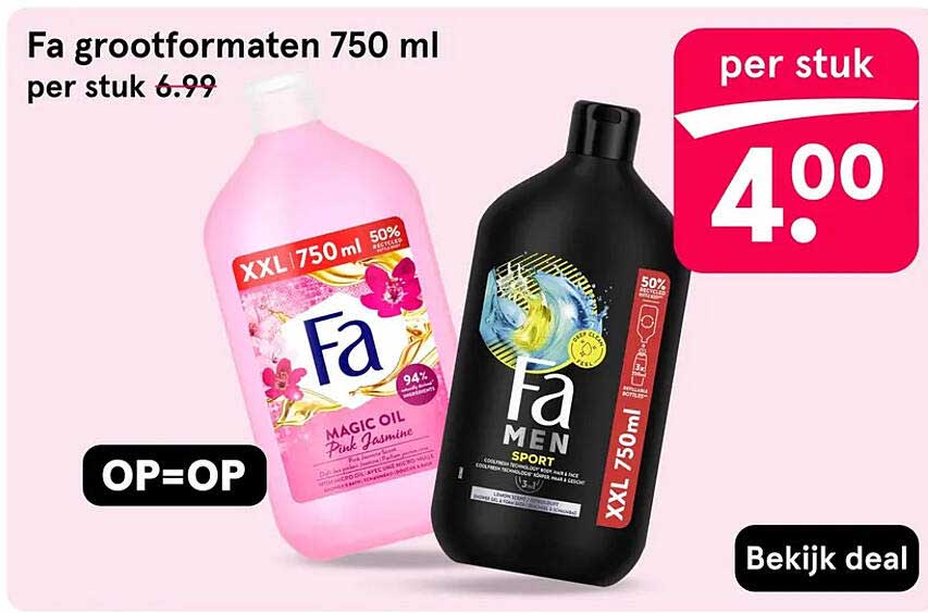 Fa grootformaten 750 ml per stuk 4.00