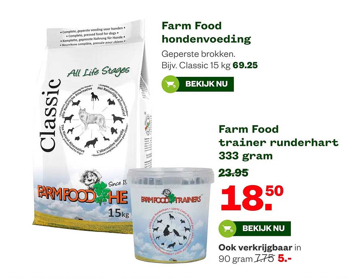 Farm Food hondenvoeding Geperste brokken. Bijv. Classic 15 kg