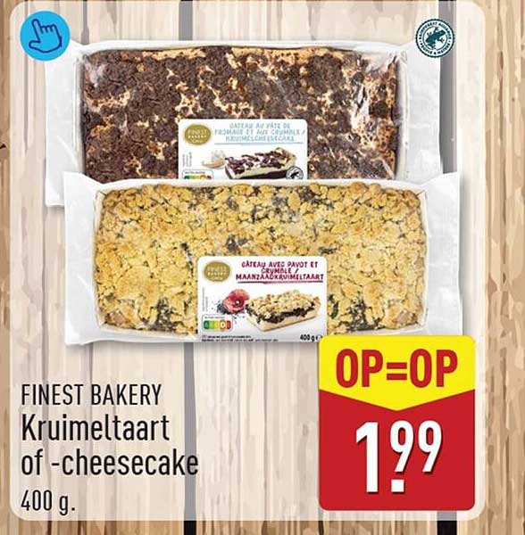 FINEST BAKERY Kruimeltaart of -cheesecake 400 g