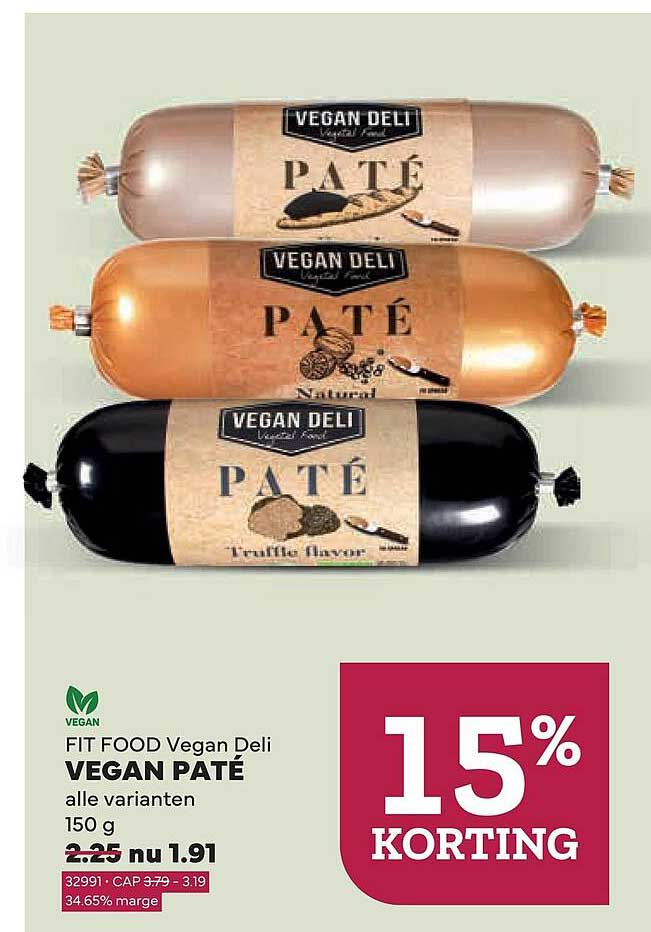 FIT FOOD Vegan Deli VEGAN PATÉ alle varianten 150 g 15% KORTING