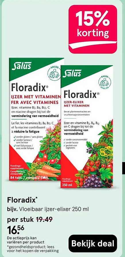 Floradix* bijz. Vloeibaar ijzer-elixer 250 ml