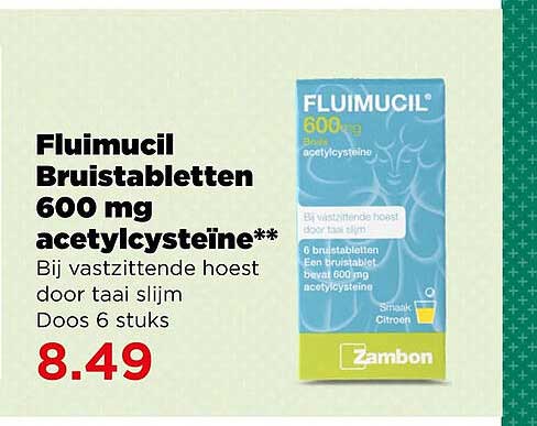 Fluimucil Bruistabletten 600 mg acetylcysteïne**