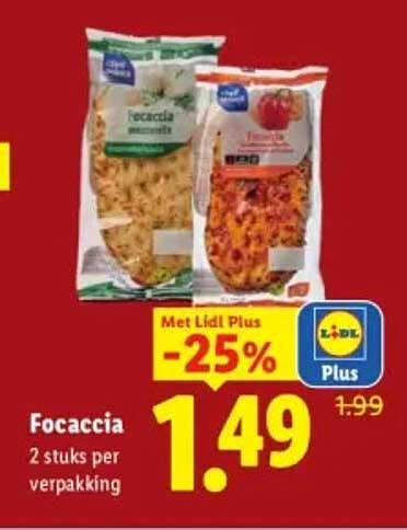 Focaccia 2 stuks per verpakking -25%