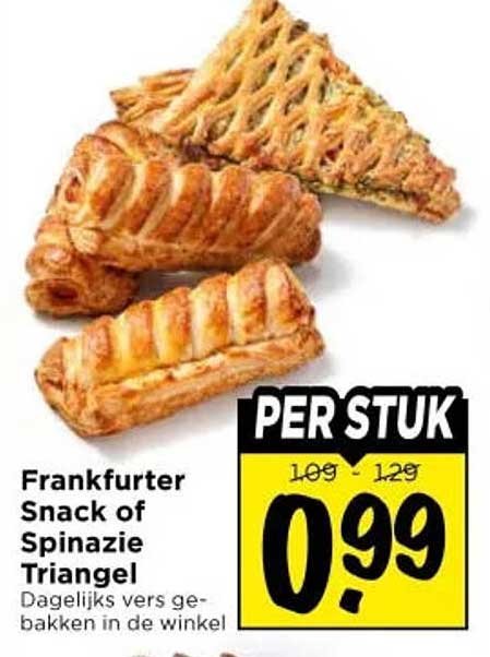 Frankfurter Snack of Spinazie Triangel