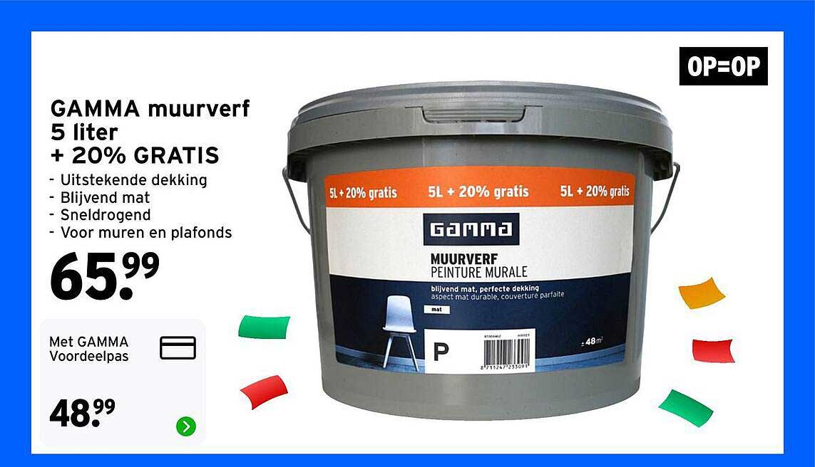 GAMMA muurverf 5 liter + 20% GRATIS
