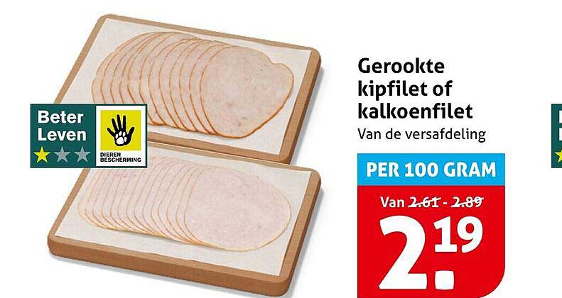 Gerookte kipfilet of kalkoenfilet