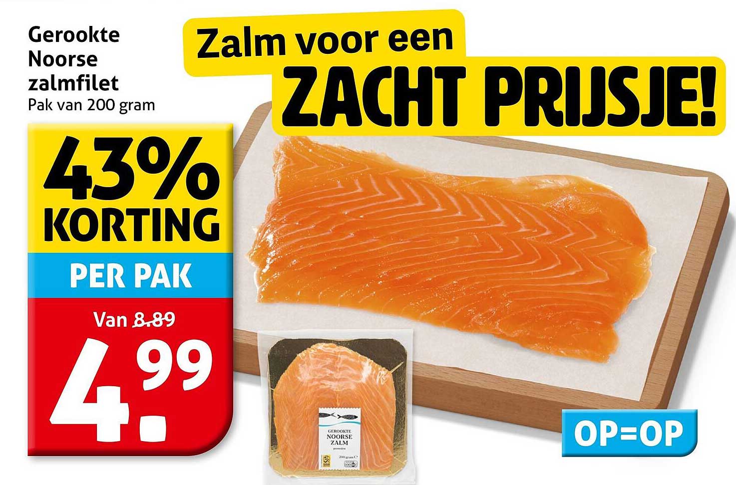 Gerookte Noorse zalmfilet Pak van 200 gram 43% KORTING PER PAK