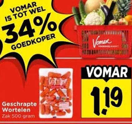 Geschrapte Wortelen Zak 500 gram